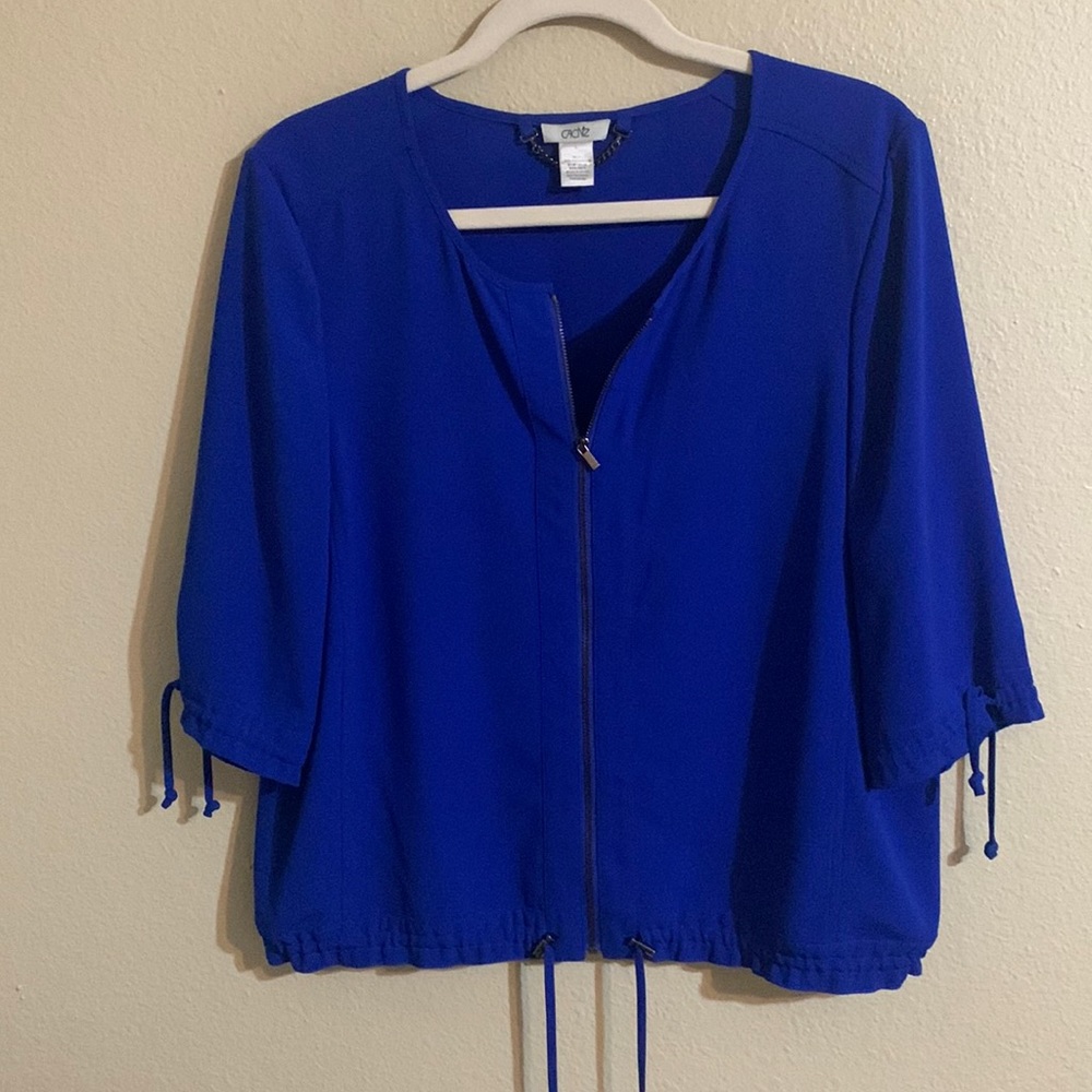 Cache Bright Blue Zip Front Jacket L - image 1